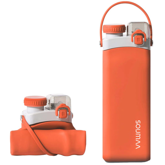 Collapsible Silicone Water Bottle with Straw - 600ml