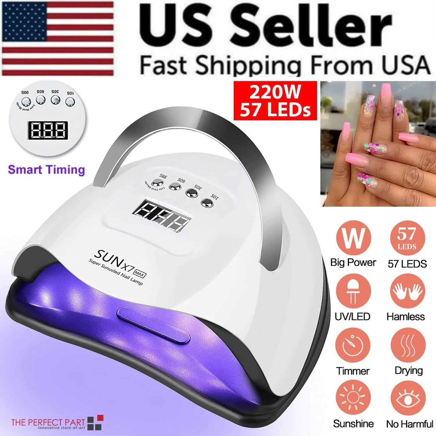 Optimax 220W 57-LED Nail Dryer & Manicure Station
